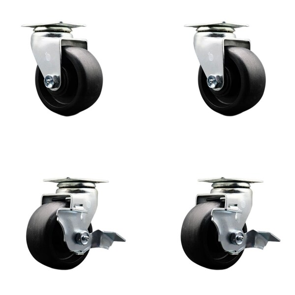 Tool Box Caster Wheel Set 4'' Glass Filled Nylon Swivel Casters, 4PK